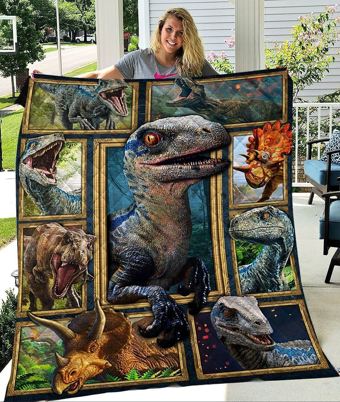 3D Dinosaur Wildlife World Quilt Blanket