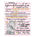 Pop Pop Giving Granddaughter Elephant Blanket Keep Me In Your Heart Fleece Blanket