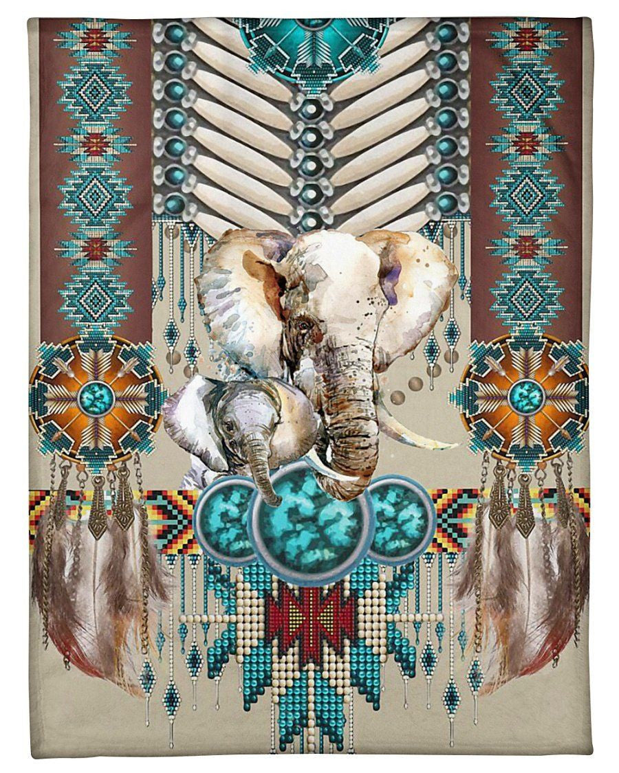 Elephant Blanket Giving Peole Pattern Native America Fleece Blanket