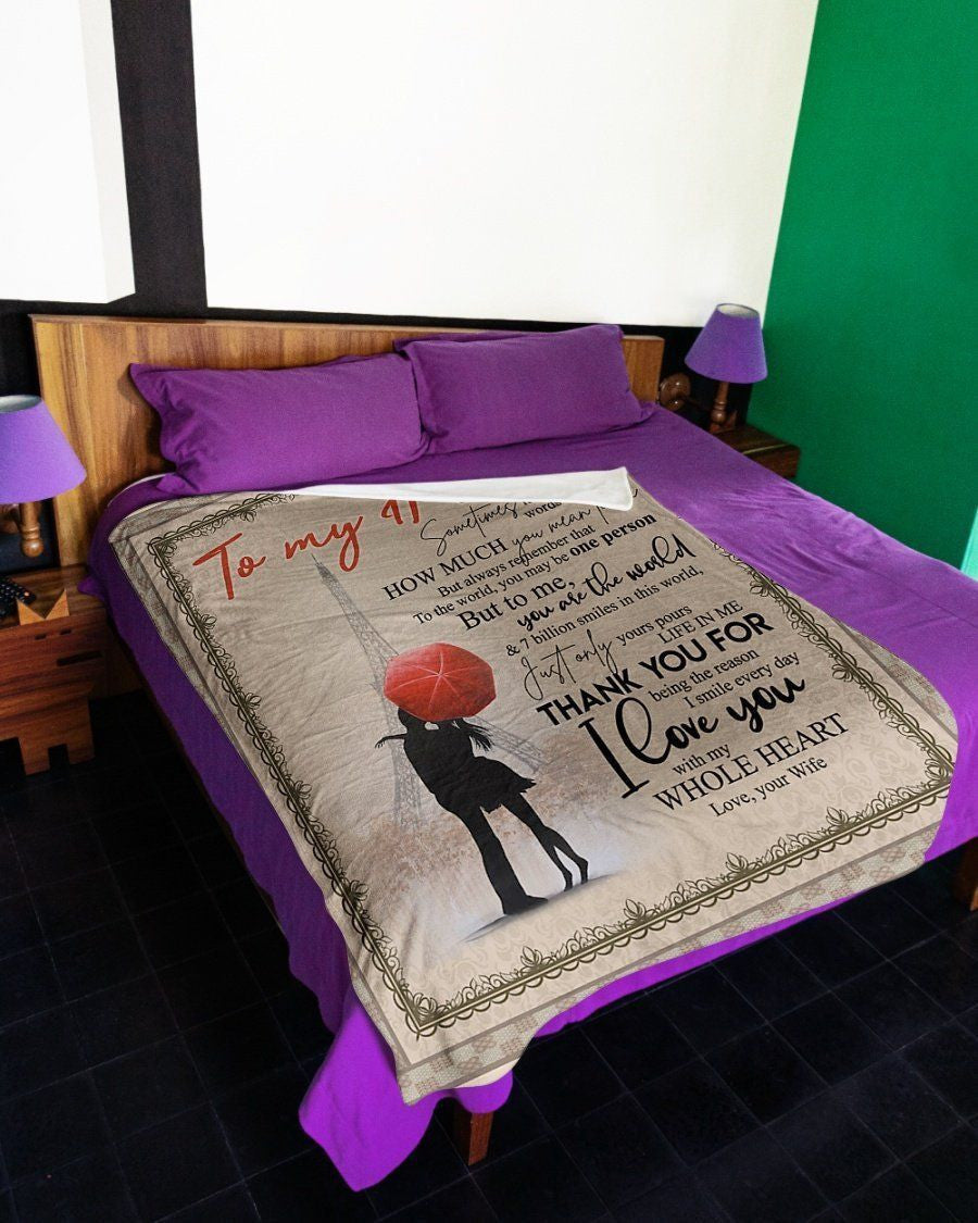 Eiffel Tower To My Husband How Much You Mean To Me Fleece Blanket