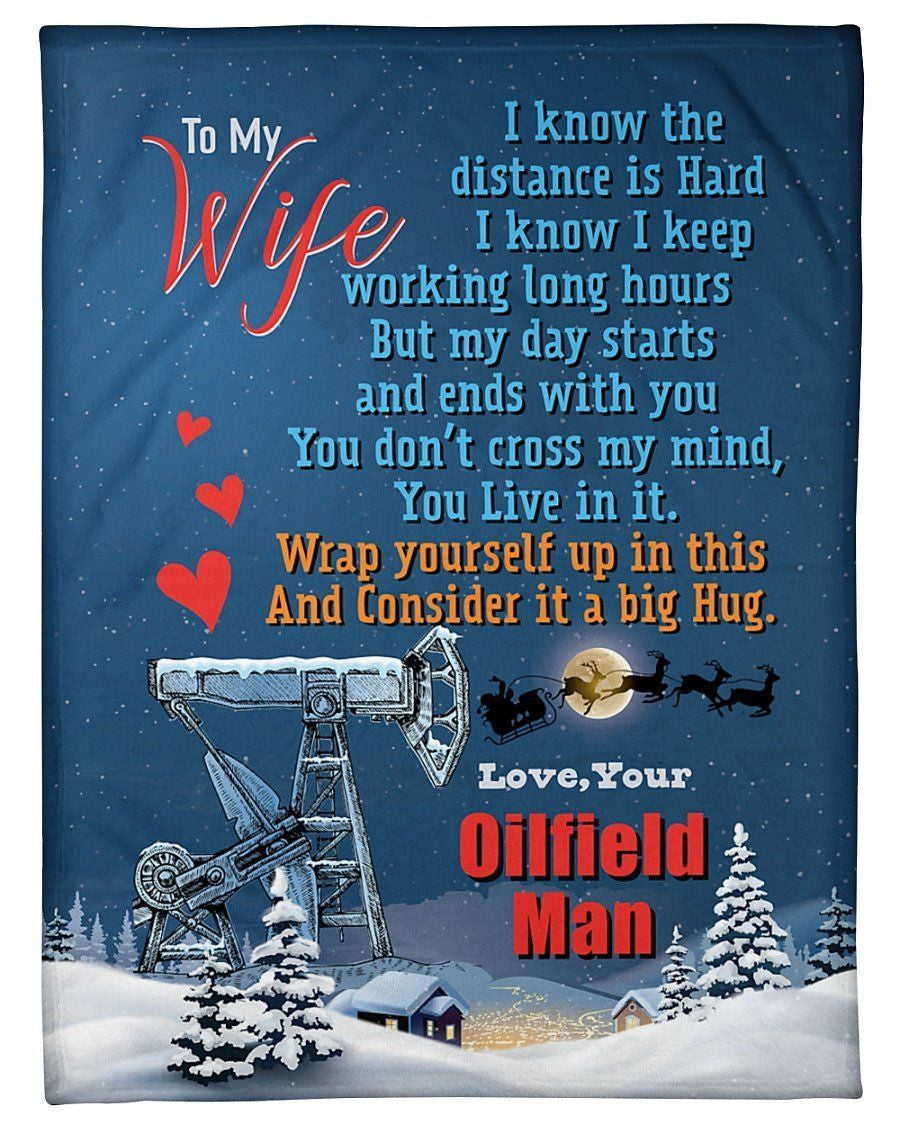 To Oilfield Man's Wife You Live In It Fleece Blanket Fleece Blanket