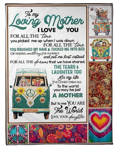 To My Loving Mother To Me You Are The World Custom Design Gifts Fleece Blanket