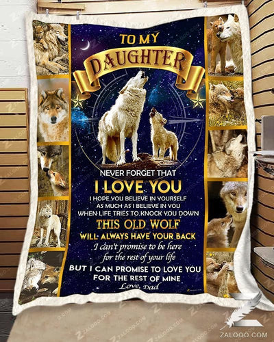 Custom Fleece Blanket - Wolf - For Daughter From Dad - This Old Wolf Will Always Have Your Back