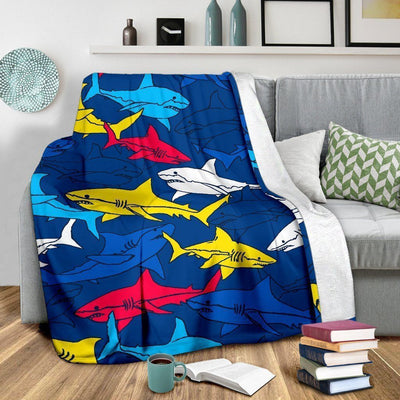 Colorful Shark Color Pattern Fleece Blanket