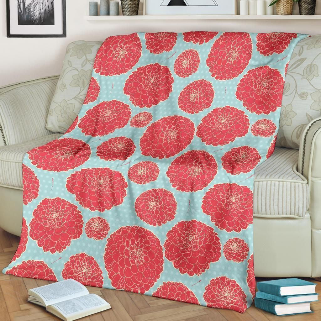 Wild Blossom Marigold Pattern Print Design Fleece Blanket