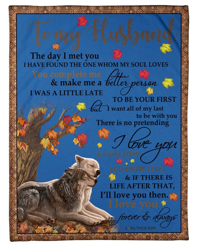 Wolf To My Husband Gift Fleece Blanket