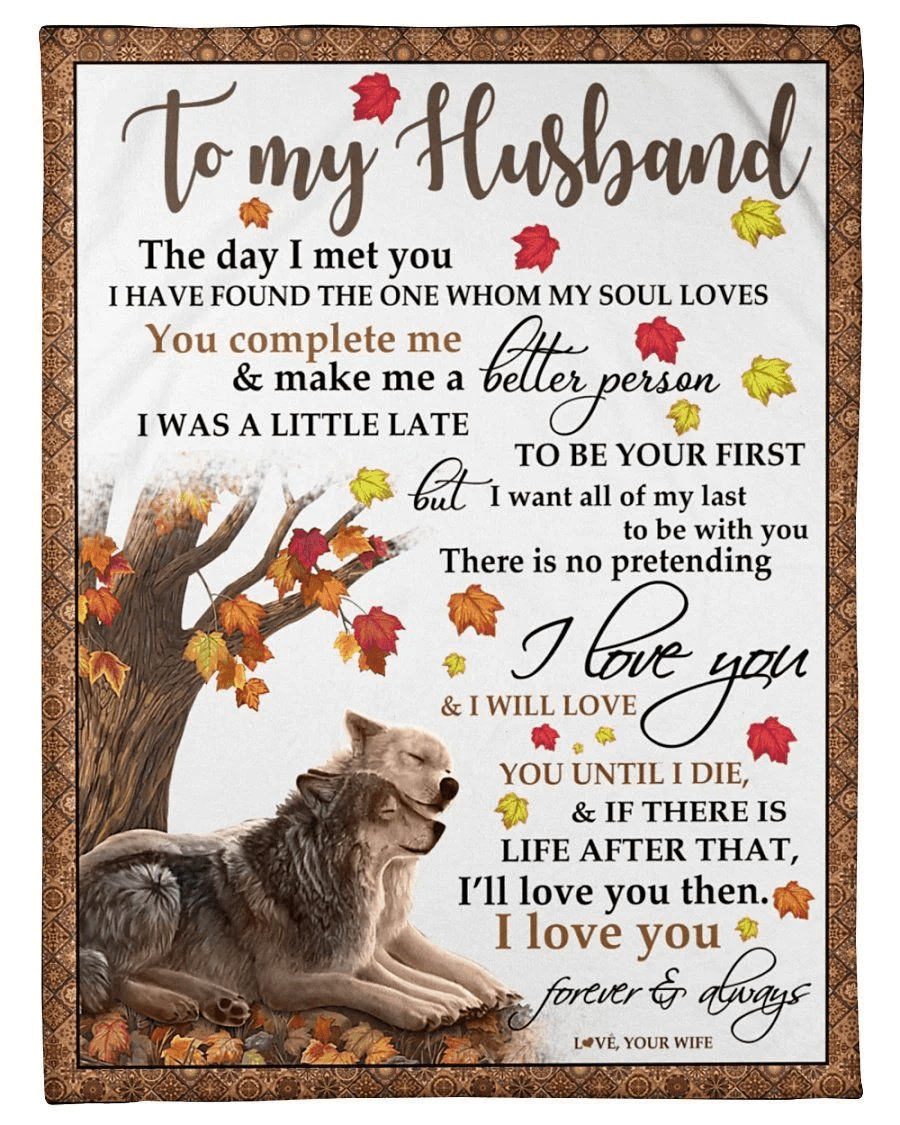 Wolf To My Husband Gift Fleece Blanket