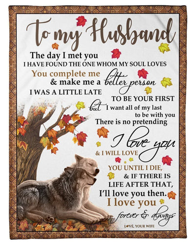 Wolf To My Husband Gift Fleece Blanket