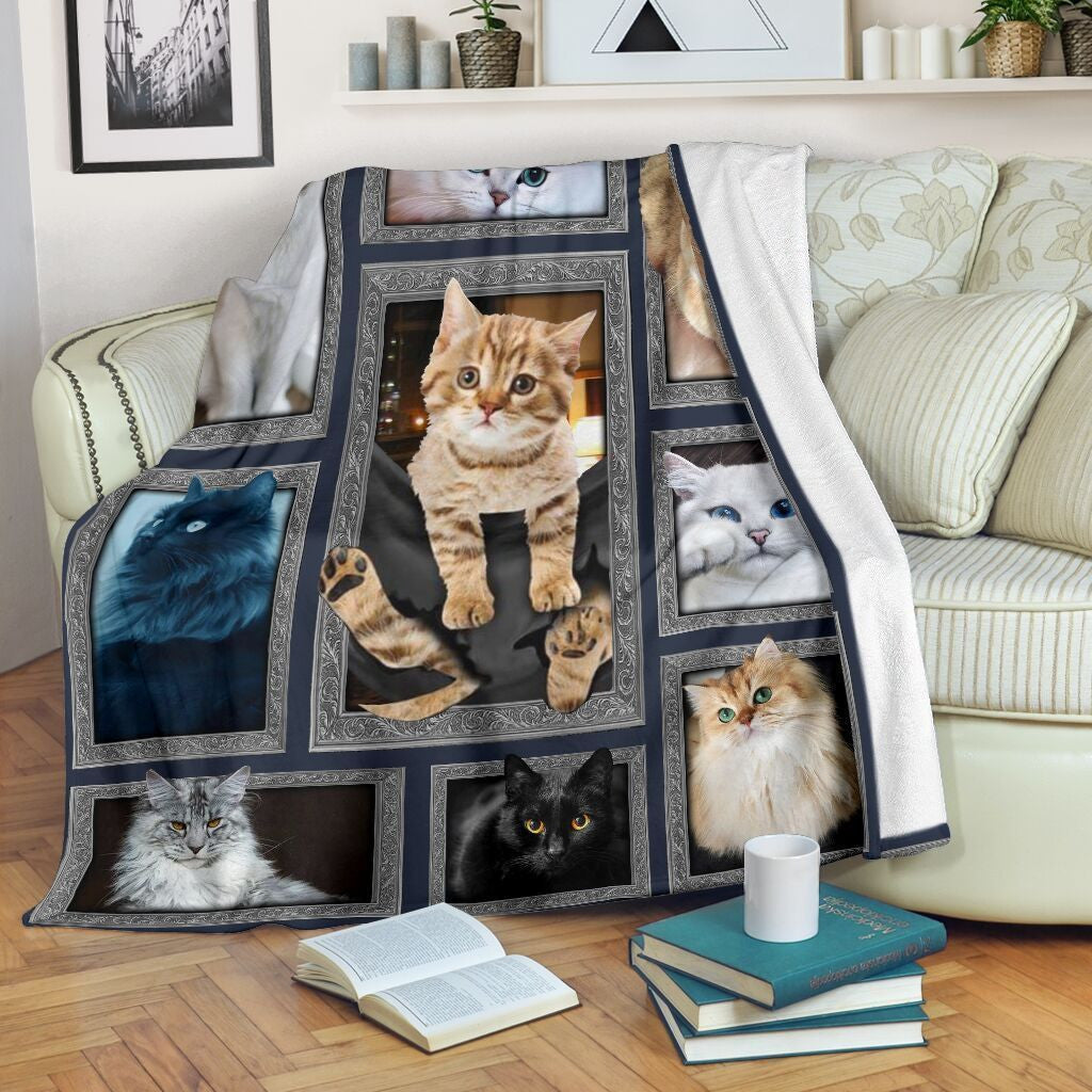 Cat Lover 3d Funny Cat Pocket Printed Fleece Blanket