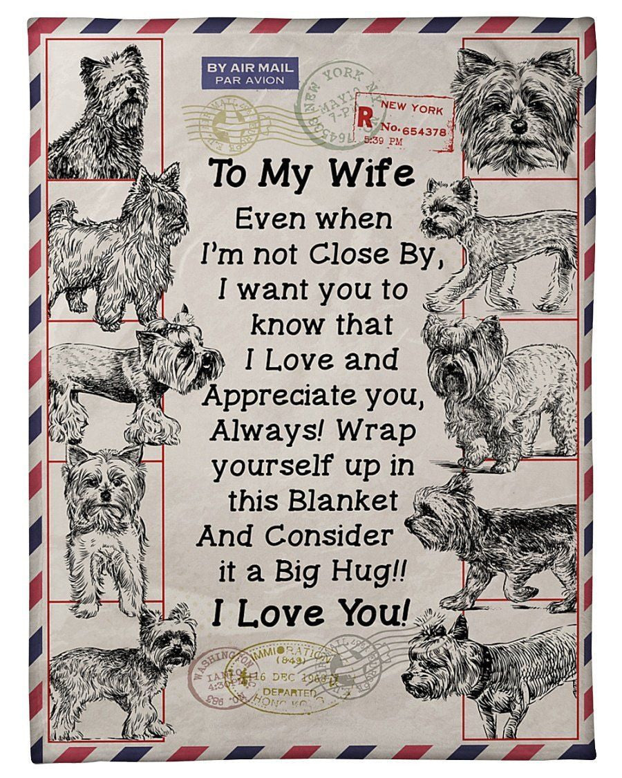 Gift For Yorkie Loving Wife I Love You Fleece Blanket Fleece Blanket