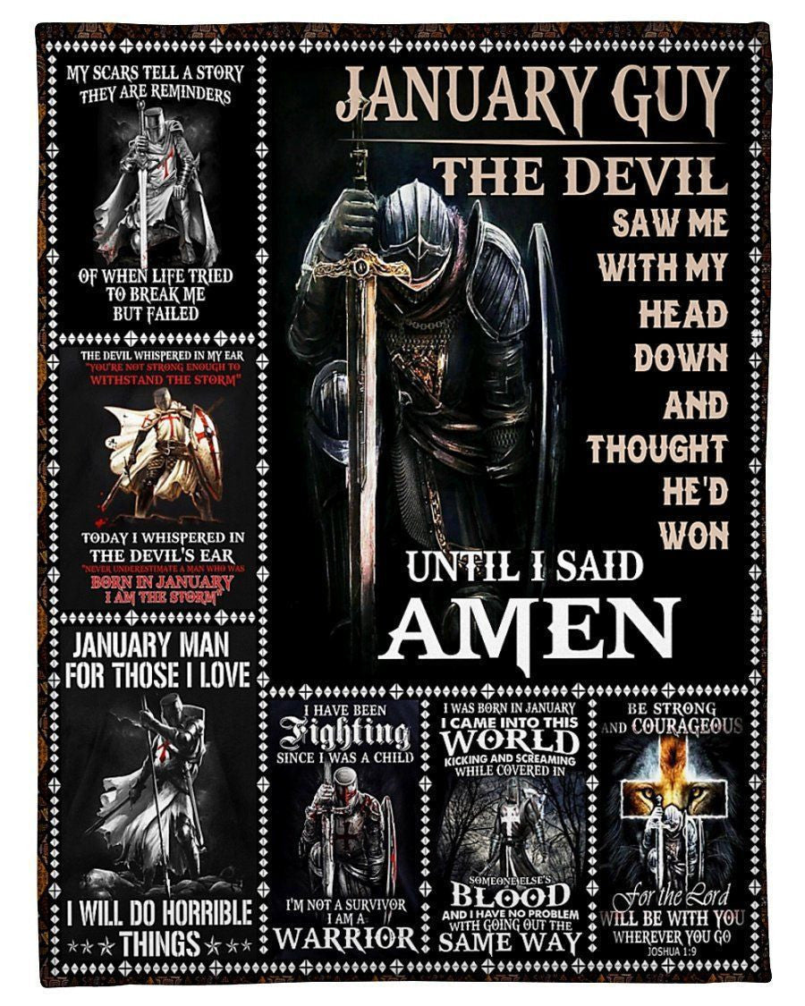 January Guy The Devil Birthday Gift Fleece Blanket