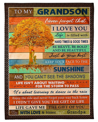The Gift Of You Grandpa To My Grandson Fleece Blanket Fleece Blanket