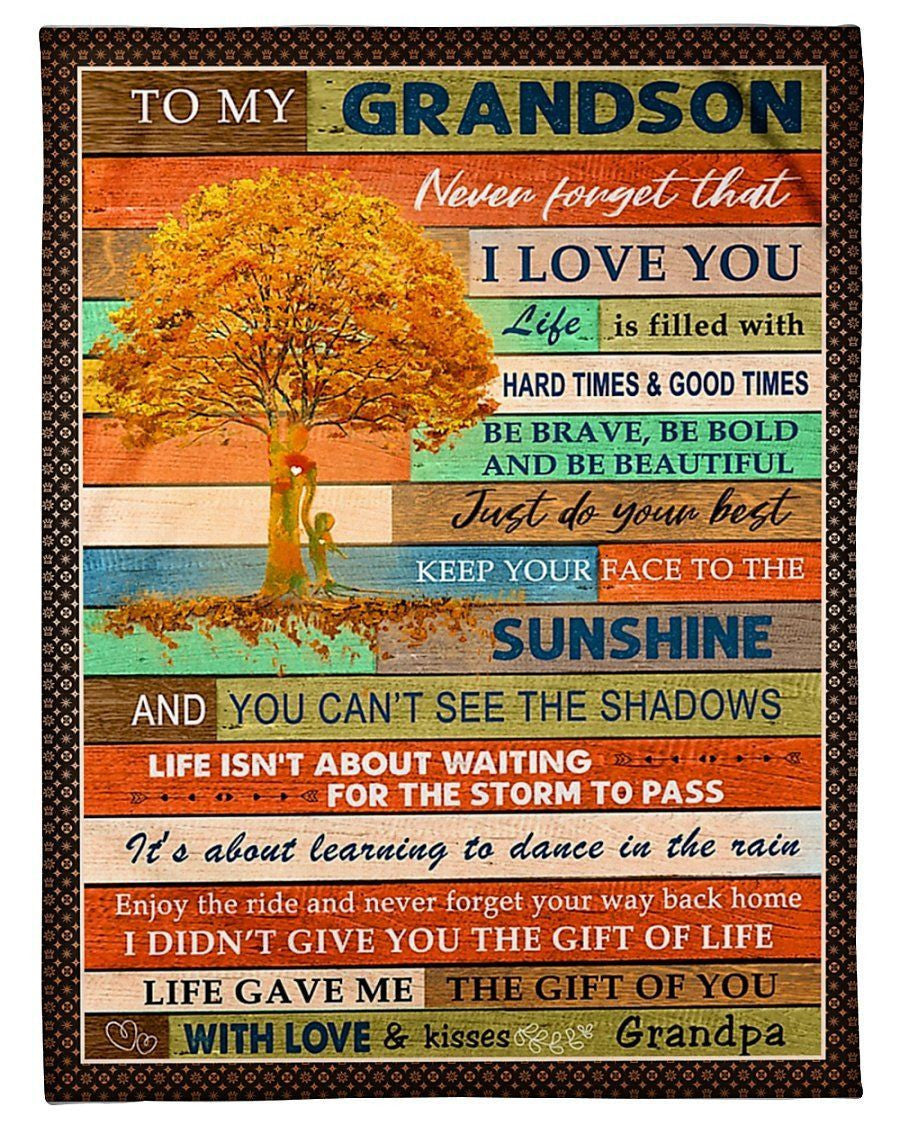 The Gift Of You Grandpa To My Grandson Fleece Blanket Fleece Blanket