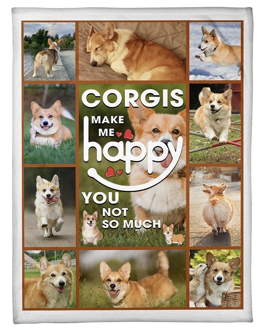 Corgi Make Me Happy Lovely Corgis Design Gifts For Corgi Lovers Fleece Blanket