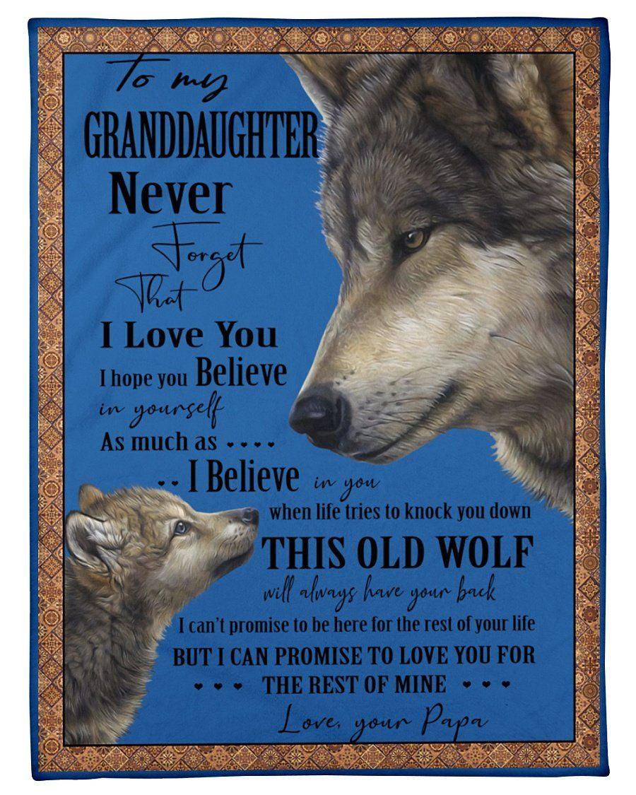 Wolf Love Message Of Papa To Granddaughter Fleece Blanket