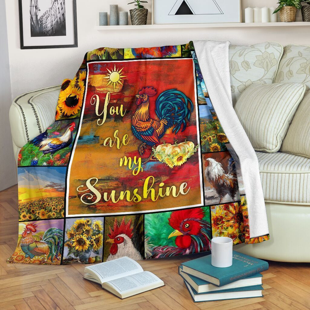 Chicken Lover You Are My Sunshine Chicken Sunflower Farming Fleece Blanket