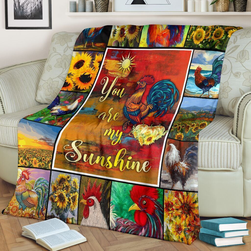 Chicken Lover You Are My Sunshine Chicken Sunflower Farming Fleece Blanket