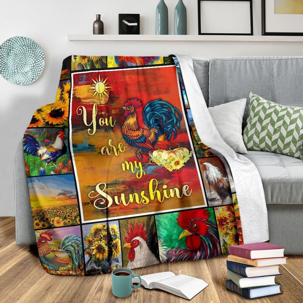 Chicken Lover You Are My Sunshine Chicken Sunflower Farming Fleece Blanket