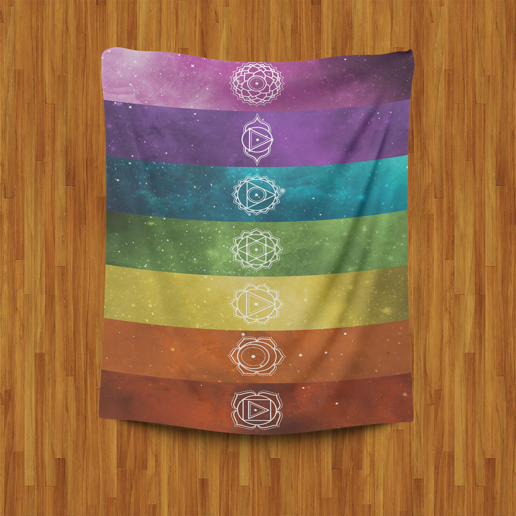Hippie Blanket 7 Chakras Colorful Design Giving Indian