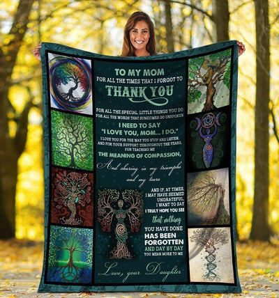 To My Mom Thank You Mom Tree Fleece Blanket