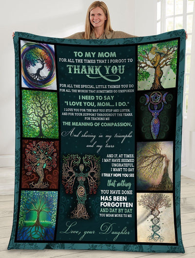 To My Mom Thank You Mom Tree Fleece Blanket