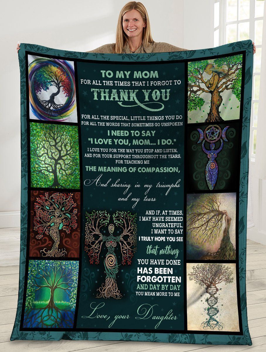 To My Mom Thank You Mom Tree Fleece Blanket