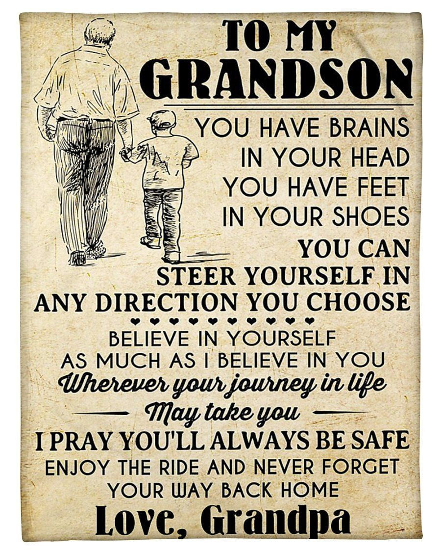 Gift For Grandson Hope I'll Always Be Safe Custom Design Fleece Blanket