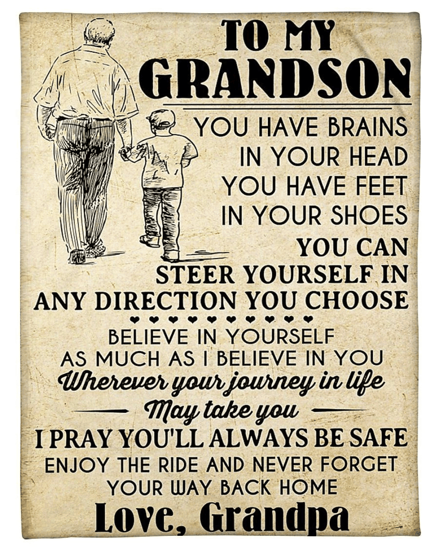 Gift For Grandson Hope I'll Always Be Safe Custom Design Fleece Blanket