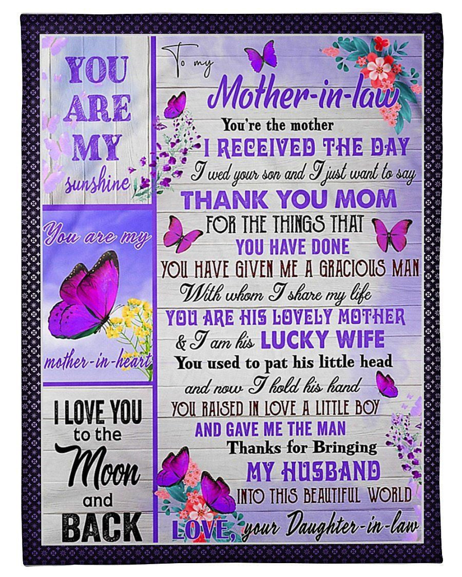 Purple Butterflies You're My Sunshine To Mother In Law Fleece Blanket Fleece Blanket