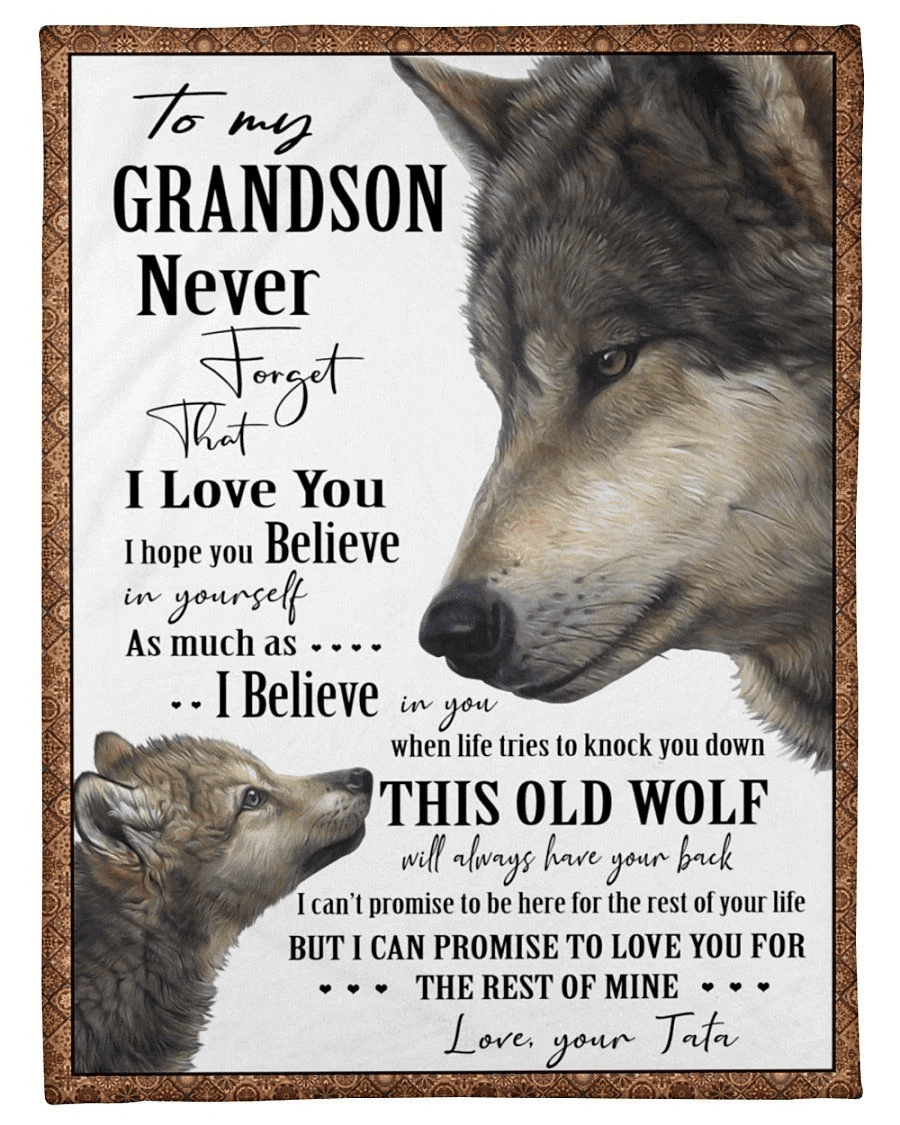 Wolves Love Message To Grandson From Tata Fleece Blanket