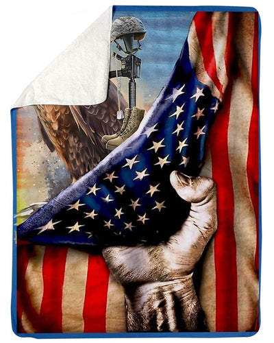 Unique Style Of American Veteran Custom Design Fleece Blanket