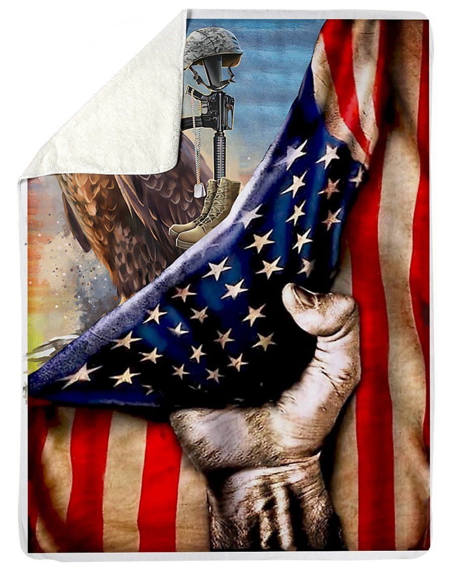 Unique Style Of American Veteran Custom Design Fleece Blanket