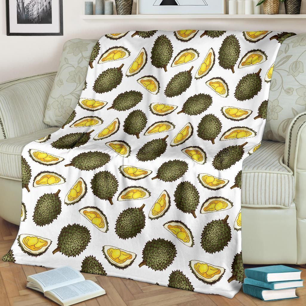 Tropical Durian Pattern Print Design Fleece Blanket