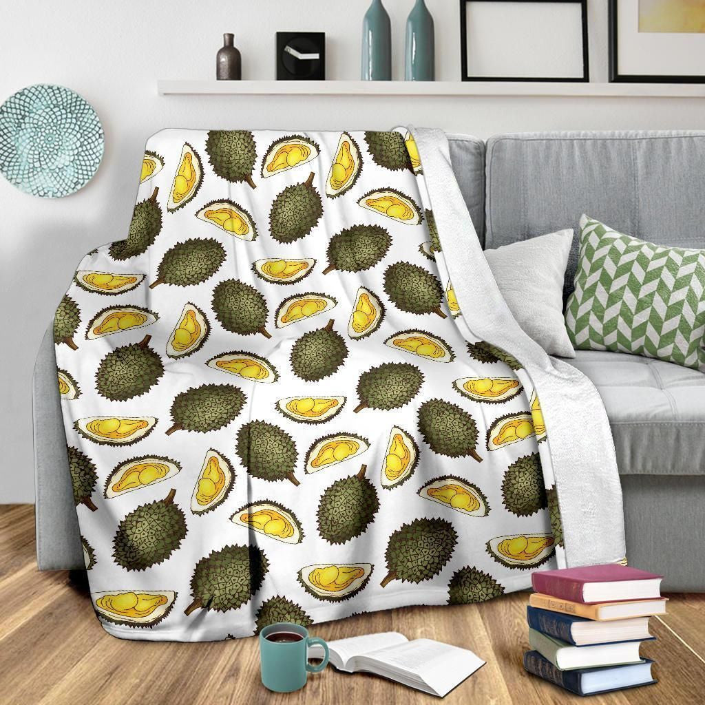 Tropical Durian Pattern Print Design Fleece Blanket