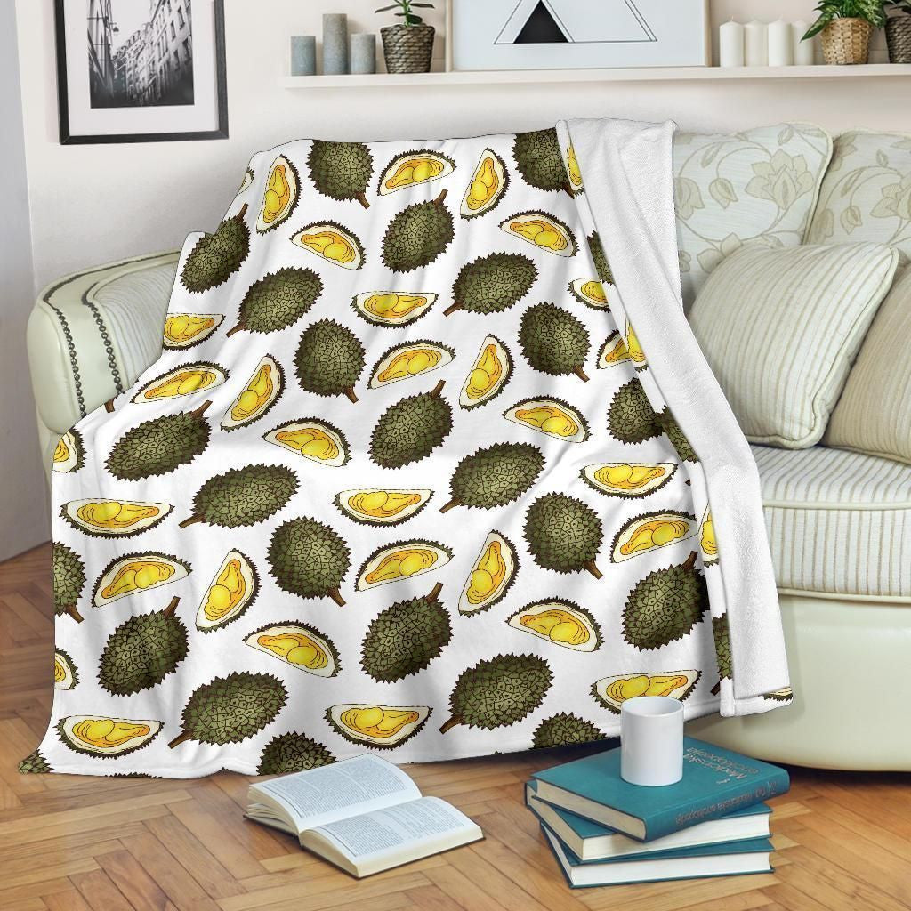 Tropical Durian Pattern Print Design Fleece Blanket