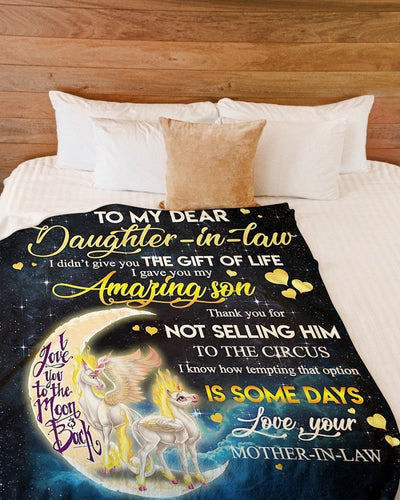 Unicorn To My Daughter Love You To The Moon And Back Fleece Blanket