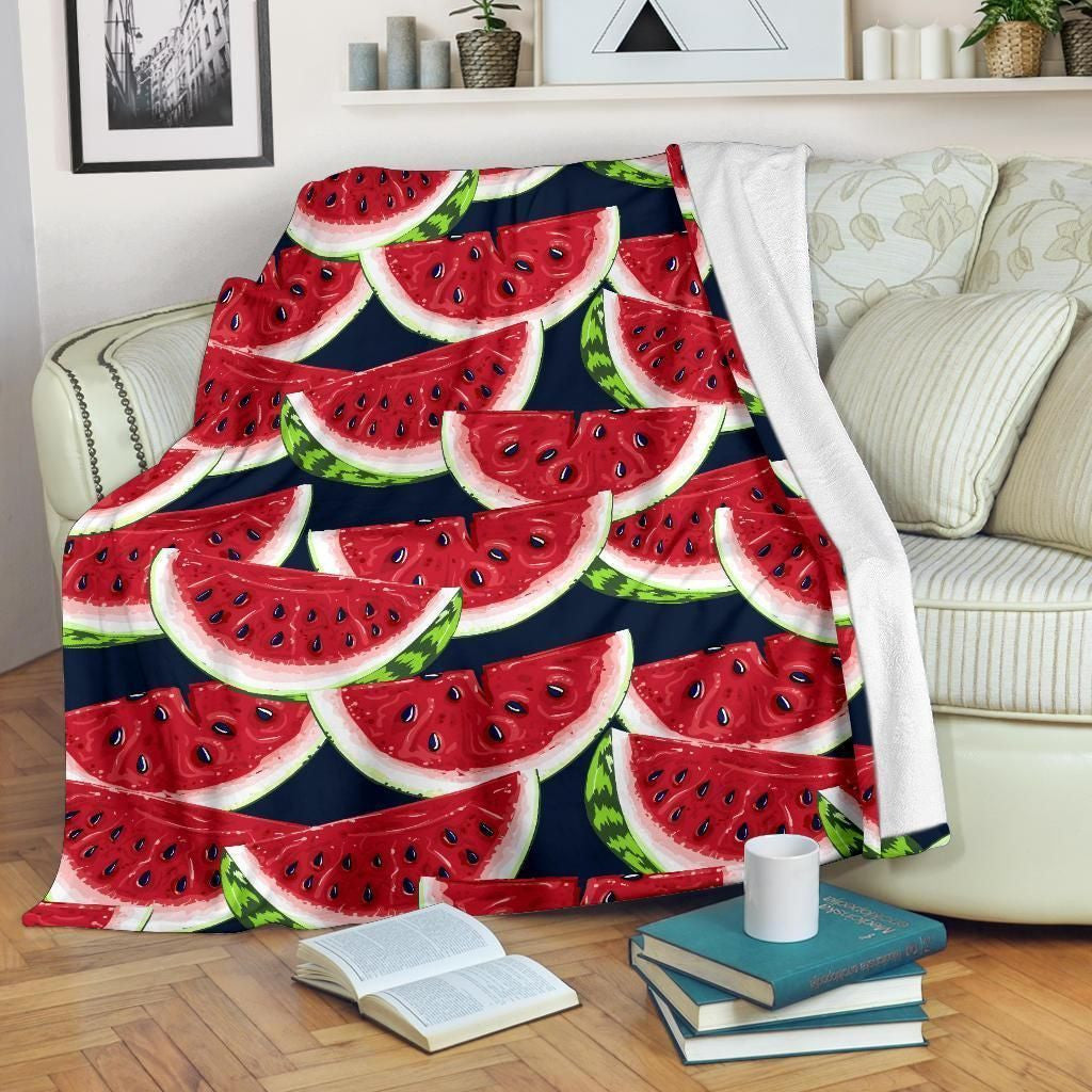 Fresh Watermelon Tropical Fruit Pattern Printed Fleece Blanket