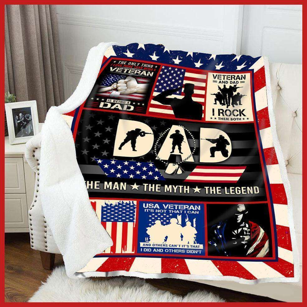 Blanket Gift For Veteran Dad The Man The Myth The Legend