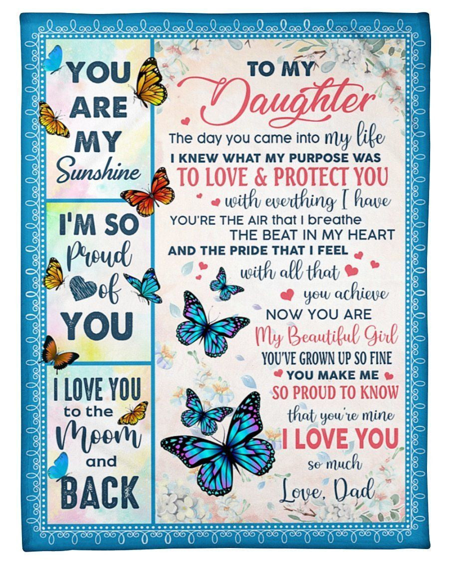 Dad To Daughter Now You Are My Beautiful Girl Fleece Blanket Fleece Blanket