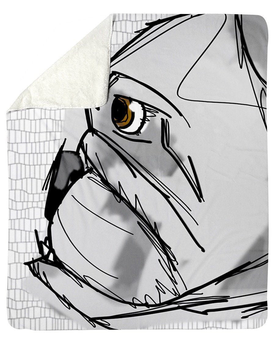 Bulldog Water Color Giving Dog Lovers White Fleece Blanket Sherpa Blanket