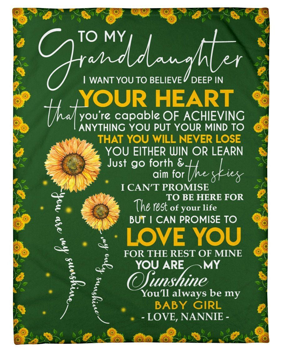 Meaningful Words For Sunflower Granddaughter Fleece Blanket