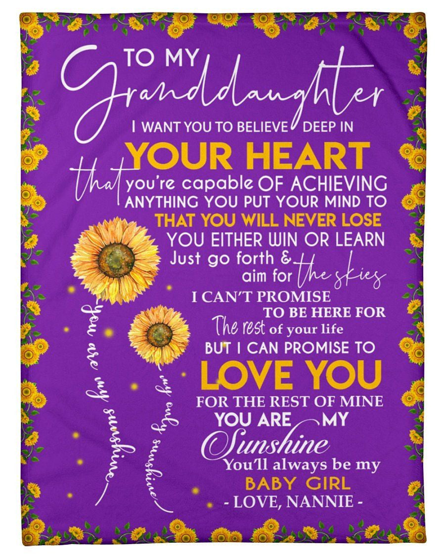 Meaningful Words For Sunflower Granddaughter Fleece Blanket