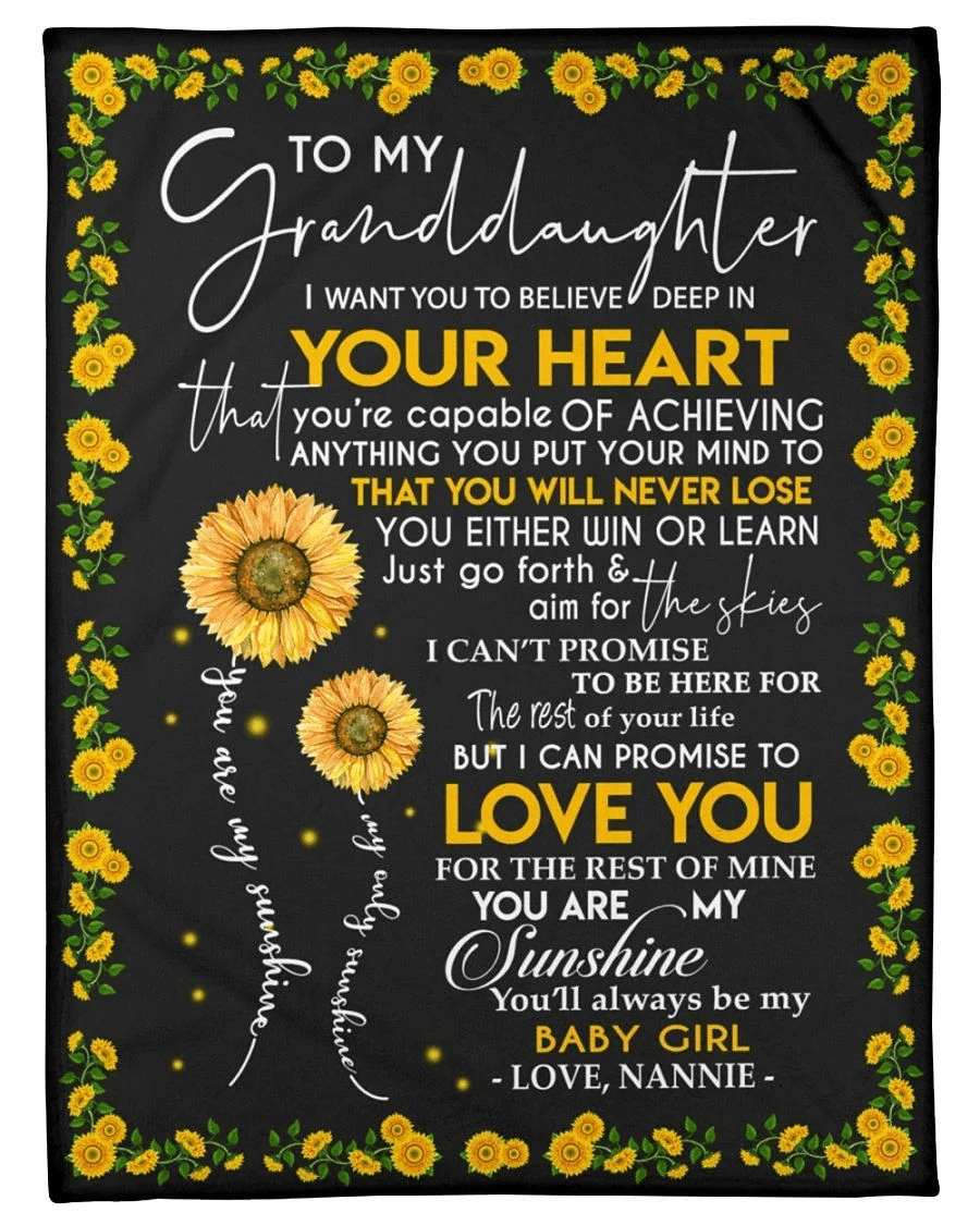 Meaningful Words For Sunflower Granddaughter Fleece Blanket