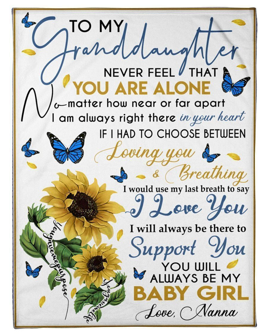 From Nanna With Lovely Words For Granddaughter Who Loves Sunflower Fleece Blanket