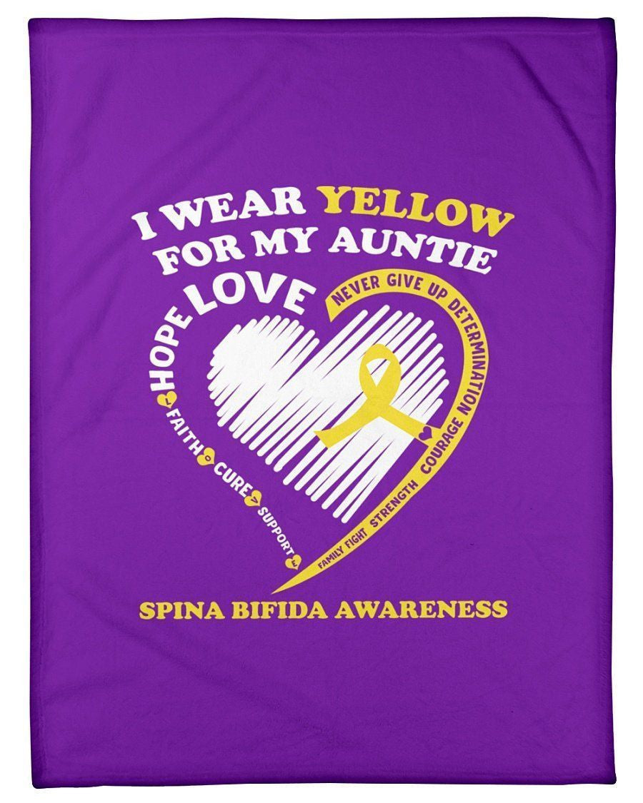 I Wear Yellow For My Auntie Spina Bifida Awareness Fleece Blanket