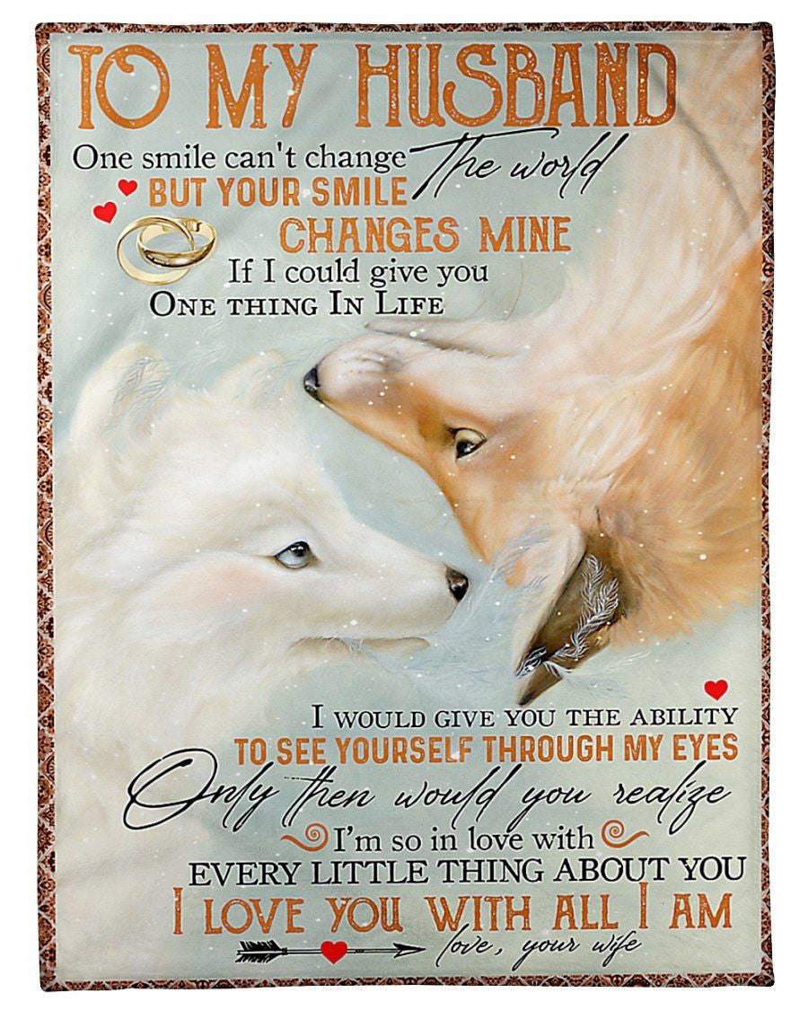 To My Husband Love You With All I Am From Your Wife Fleece Blanket