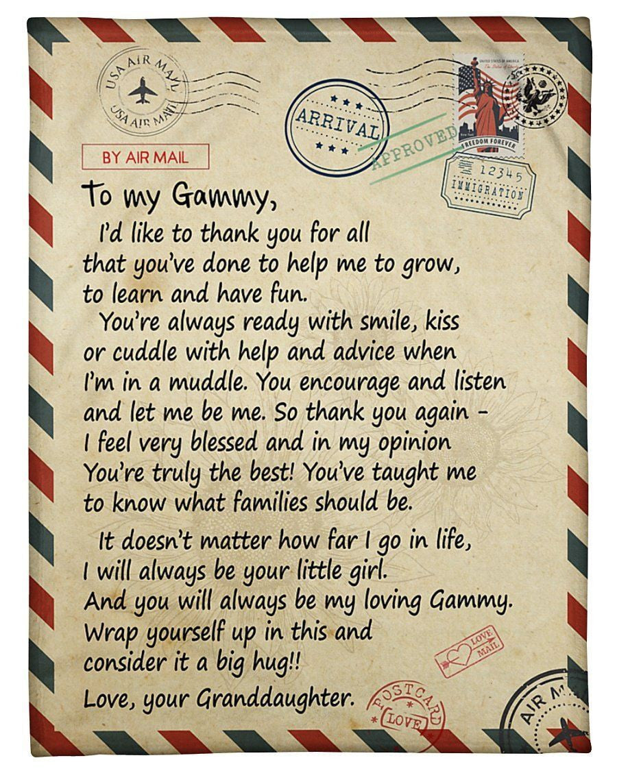 Loving Letter Thank For All You Do Fleece Blanket Granddaughter To Gammy Fleece Blanket