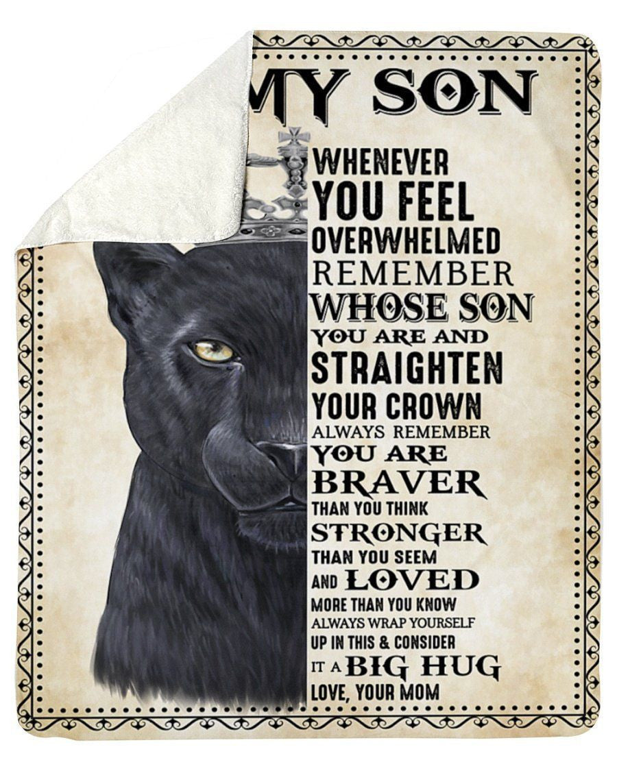 Lion Panther My Dear Son Loved More Than You Know Fleece Blanket Sherpa Blanket