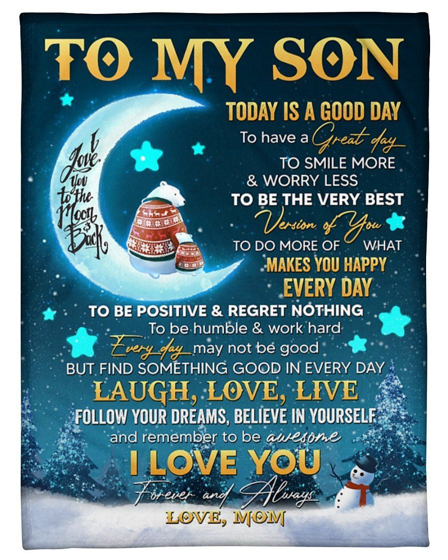 Moon Bear To Son I Love You Forever And Always Fleece Blanket