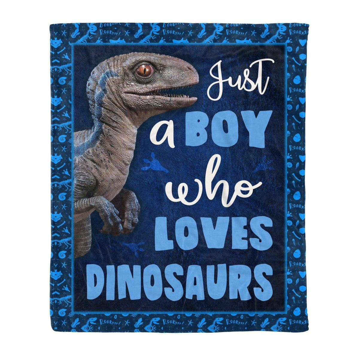 Just A Boy Who Loves Dinosaurs Fleece Blanket Gift For Boy